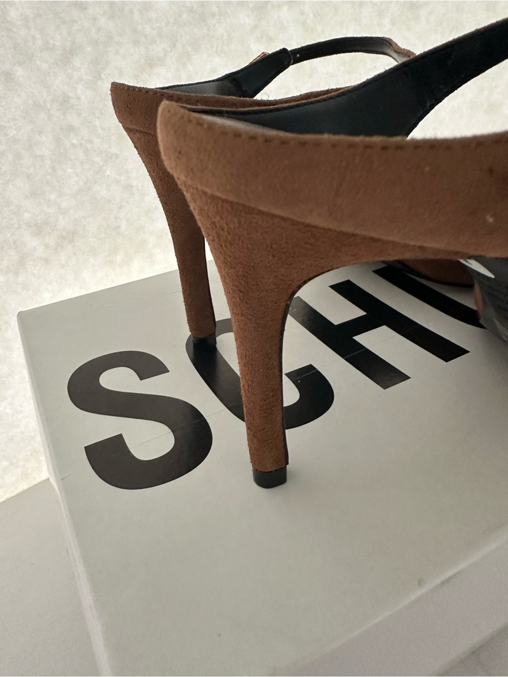 SCHUTZ Brown Suede Pointed-Toe Slingback Heels - Picture 3 of 5